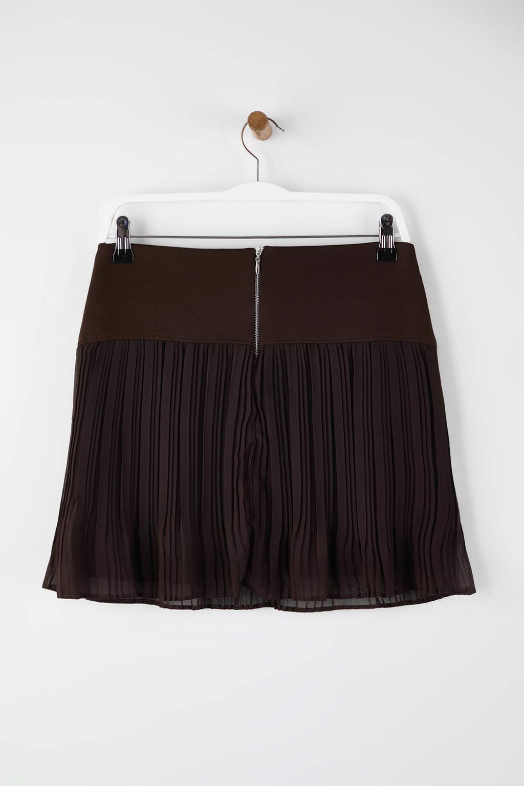 Kahverengi Astarl? Piliseli Dokuma Mini Sifon Etek TWOAW26ET00055