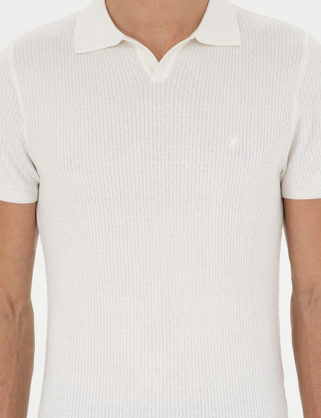 Белая приталенная трикотажная футболка с воротником-поло - Cacharel фото 6