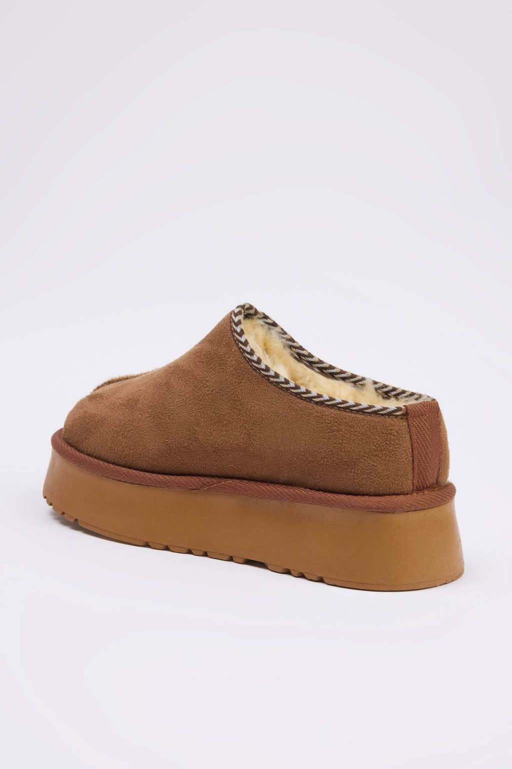 Taba Nak?s Detayl? Ici Kurklu Kal?n Taban Kad?n Bilekte Terlik Bot TAKAW26BO00003