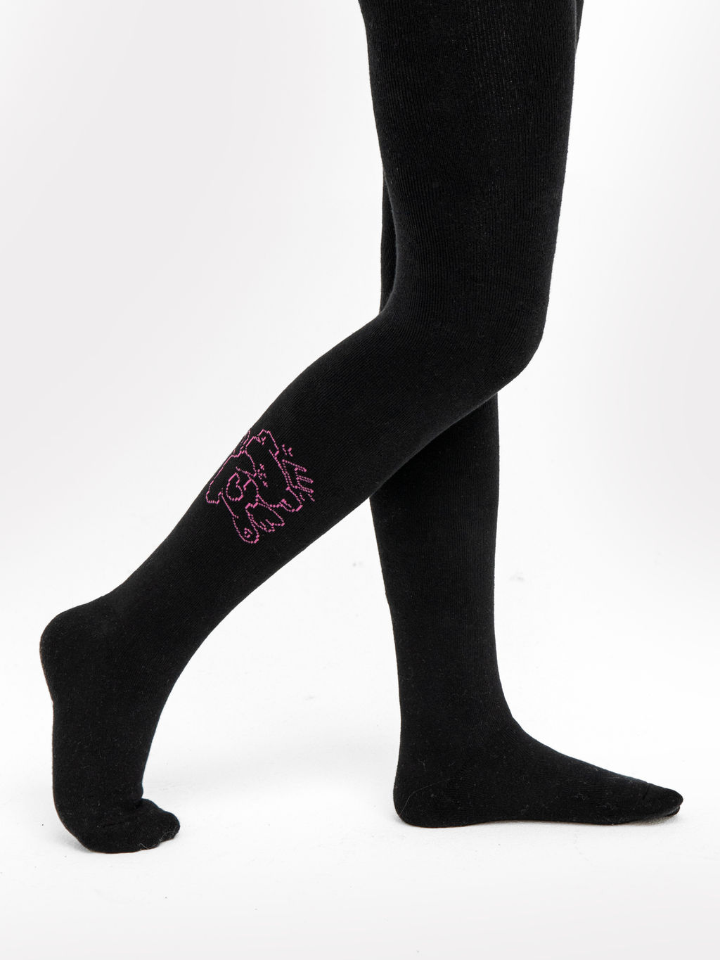 Цена за 3 пары! Колготки детские черные с рисунком в виде крылатых медведей - Mark formelle фото 2