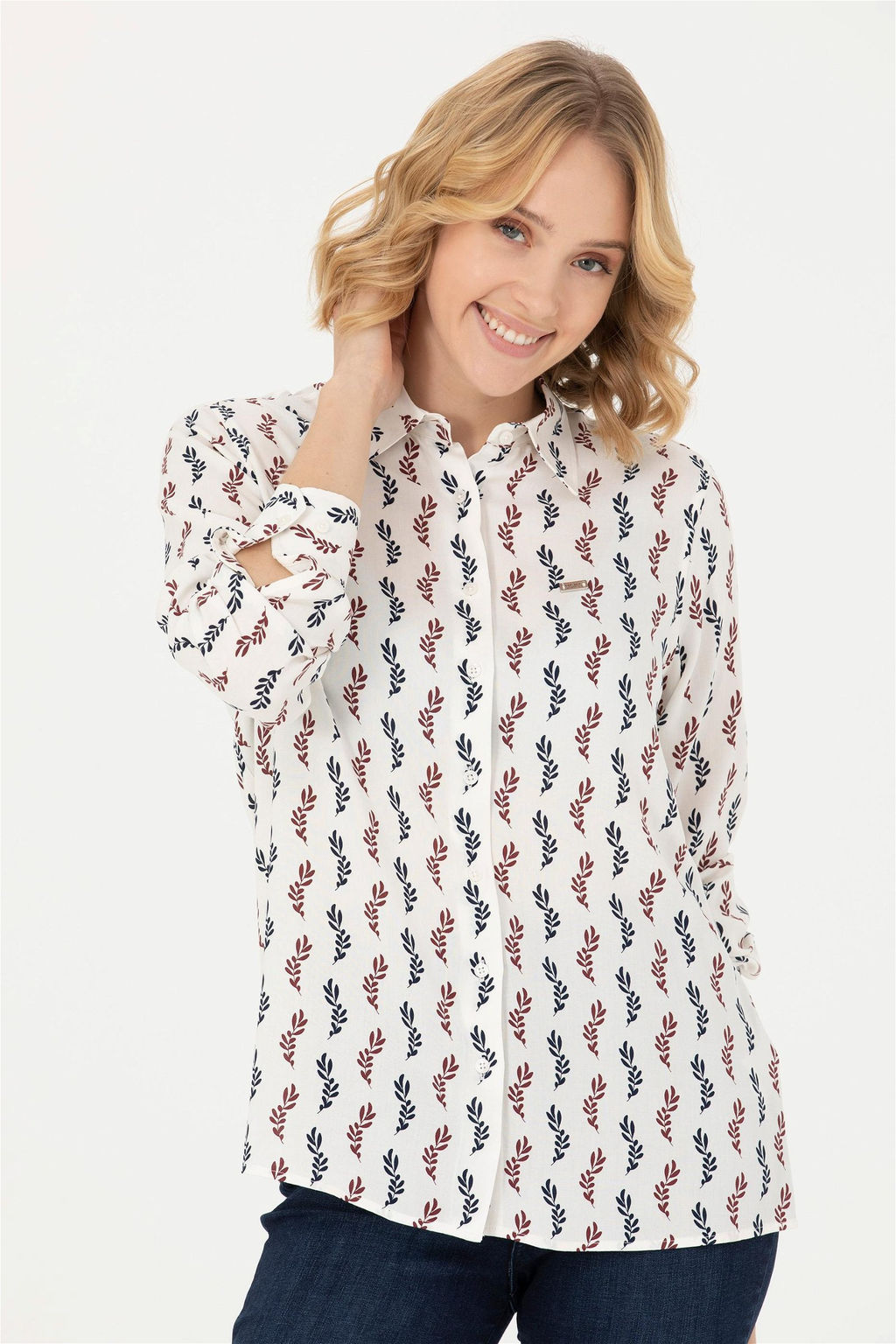 Женская бордовая рубашка с длинным рукавом Неожиданная скидка в корзине - U.s. polo assn фото 3