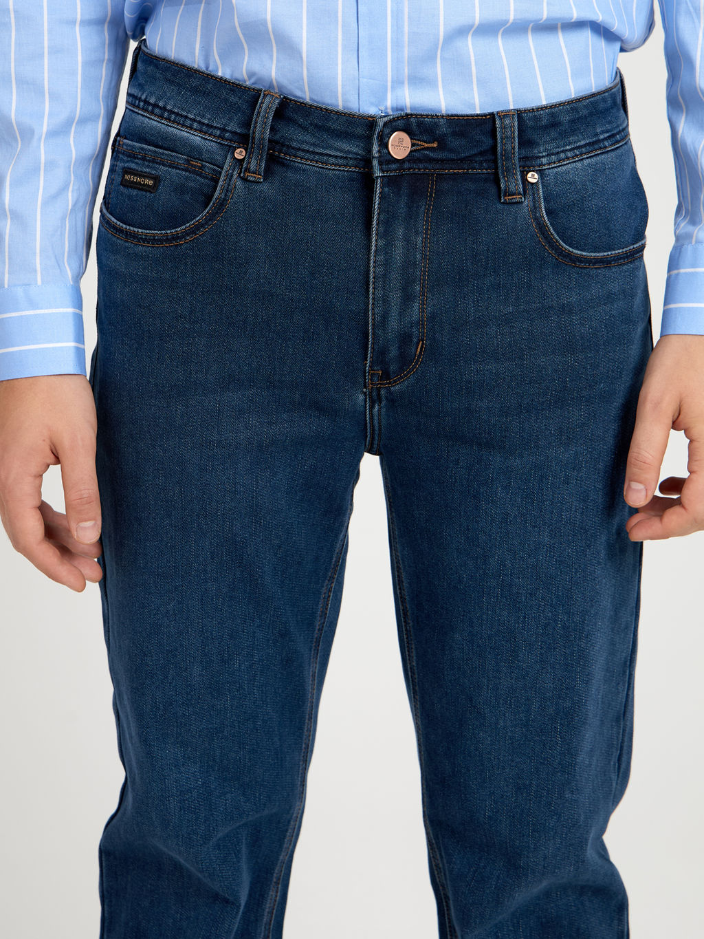 Утепленные мужские джинсы широкого кроя с начесом MOSSMORE