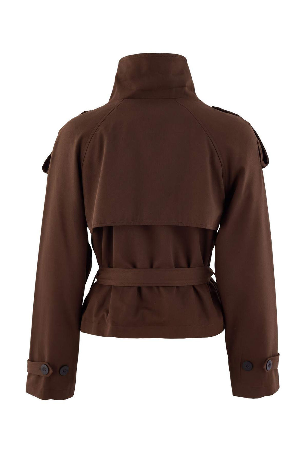 Wardrobe Essentials Kahverengi Regular Dik Yaka Kemerli Gabardin K_sa Tren_kot TWOSS26TR00004 - Trendyolmilla фото 7
