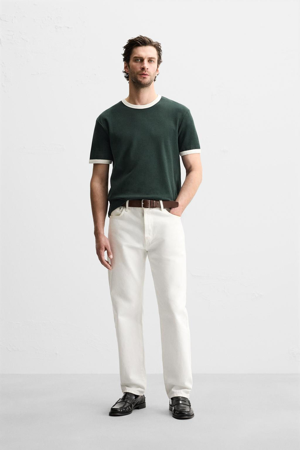 BASIC CONTRAST RIB T-SHIRT - Zara фото 17