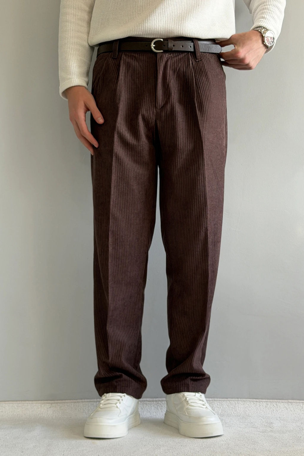 Kahverengi Erkek Baggy Fit Kadife Pantolon TMNAW26PL00022 - Trendyolmilla фото 2