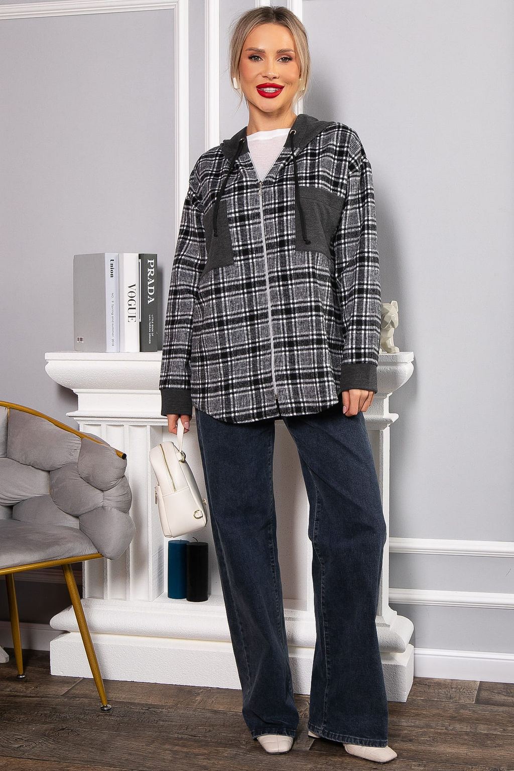 Рубашка с капюшоном Стокгольм (серая) Б14593-50М - Lt collection фото 2