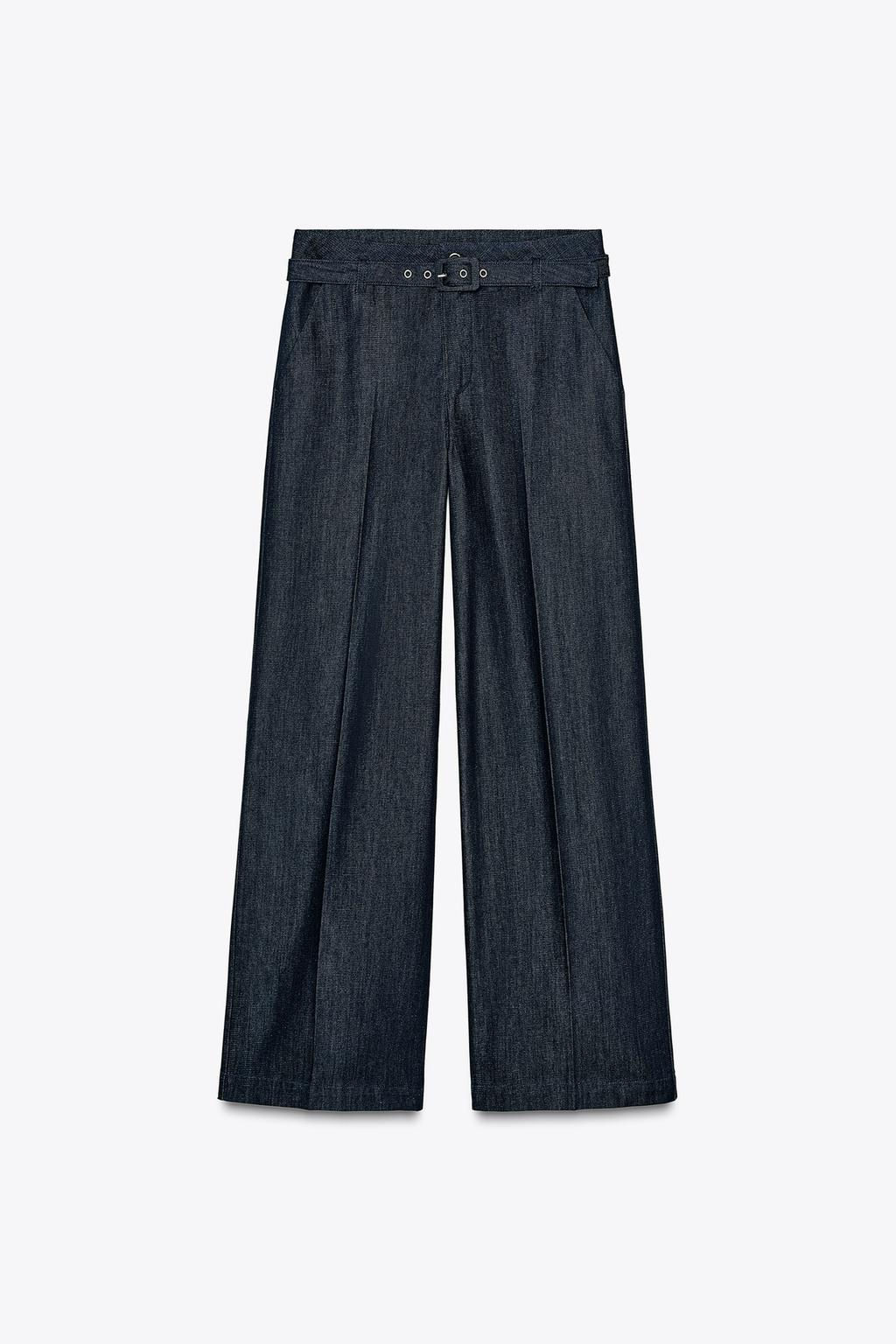 Z1975 WIDE-LEG DENIM TROUSERS WITH BELT - Zara фото 5