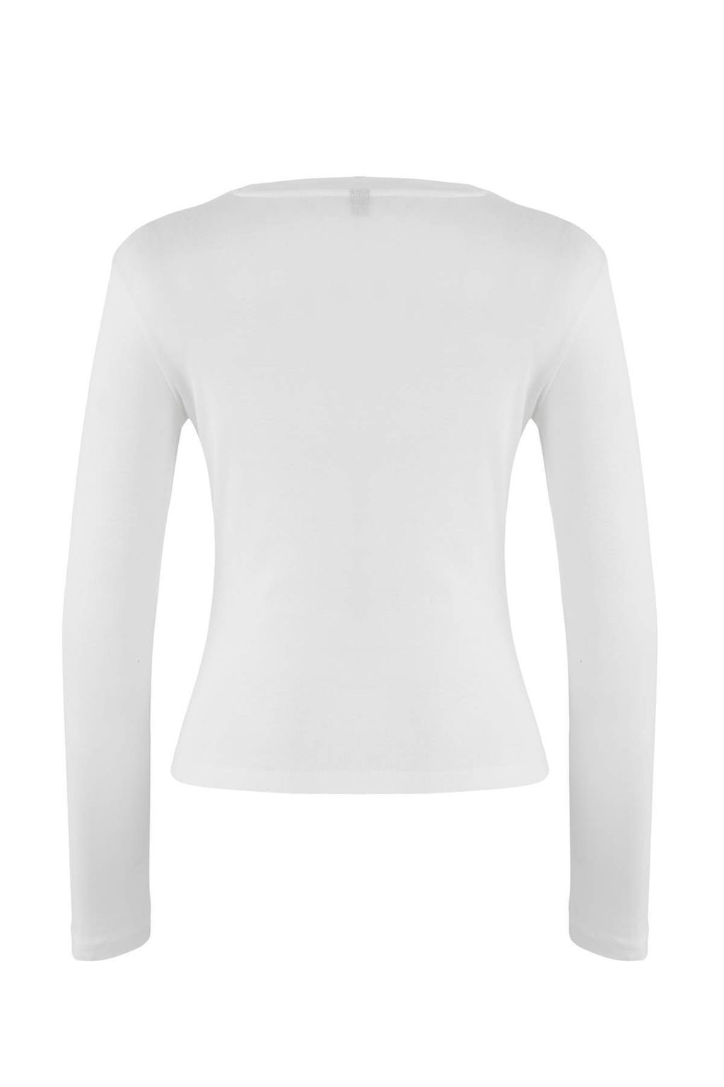 Ekru Bask?l? Fitted/Vucuda Oturan Orme Bluz TWOAW25BZ00126