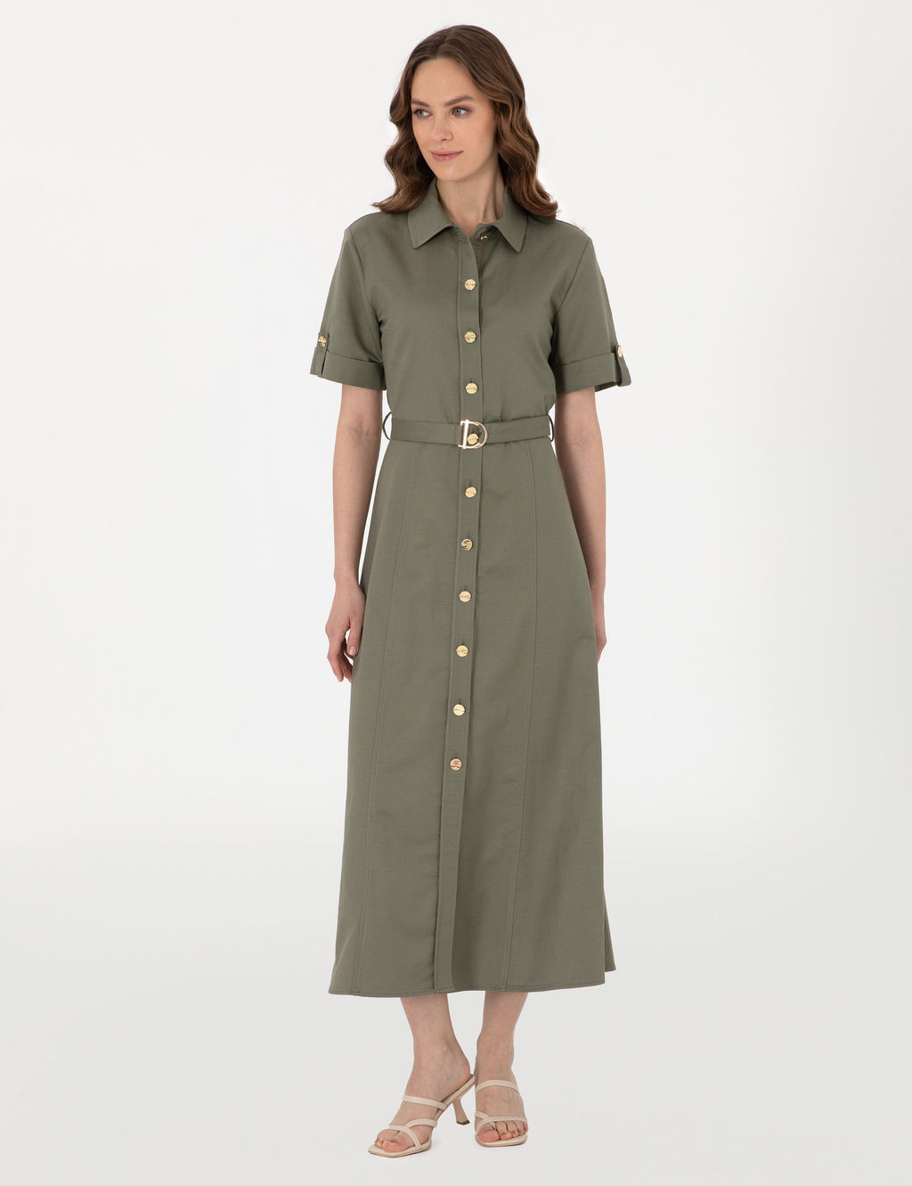Haki Regular Fit Dokuma Elbise - Pierre cardin фото 3