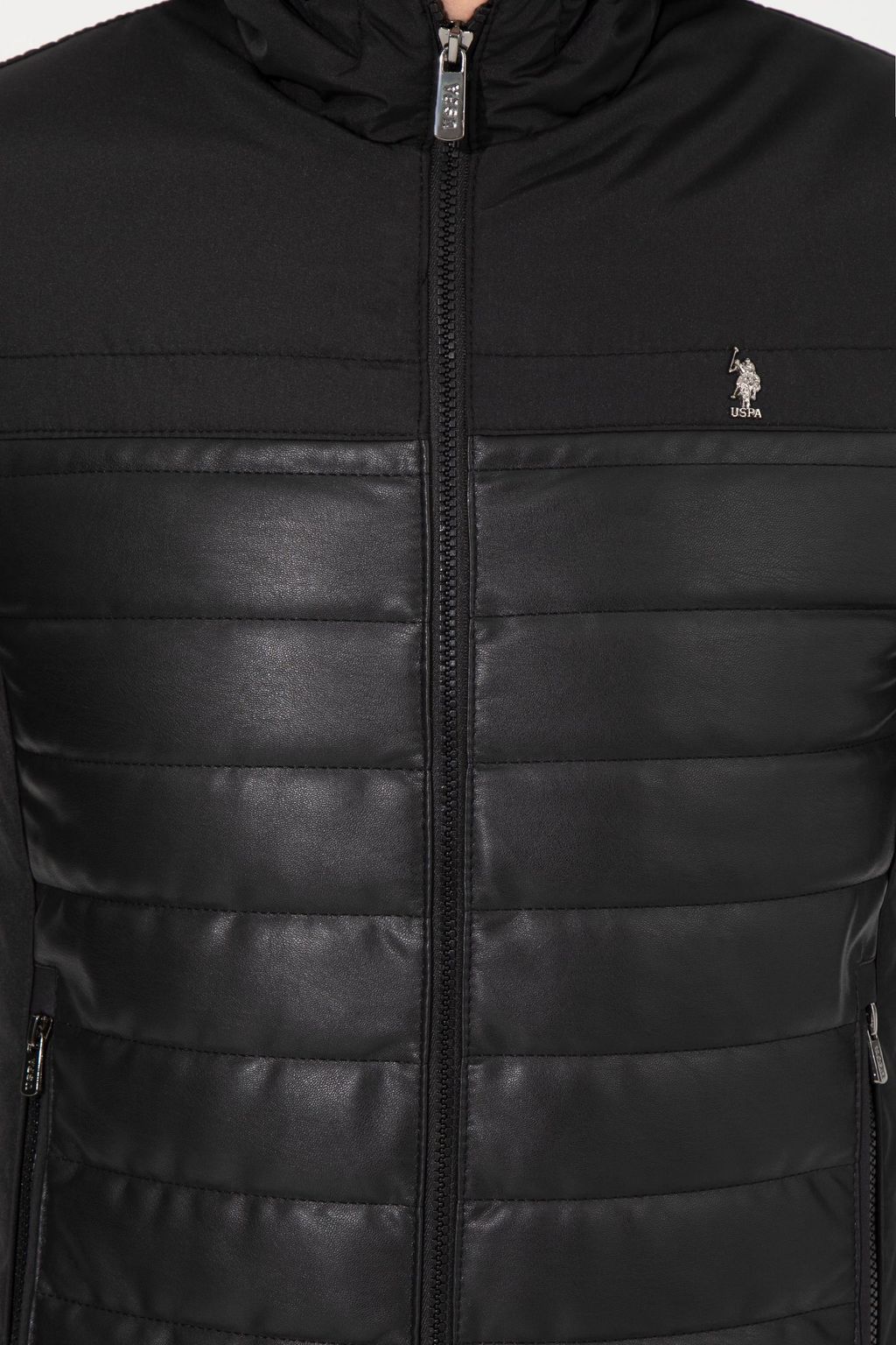 U. S. Polo Assn / Мужская черная кожаная куртка-пальто - U.s. polo assn фото 6