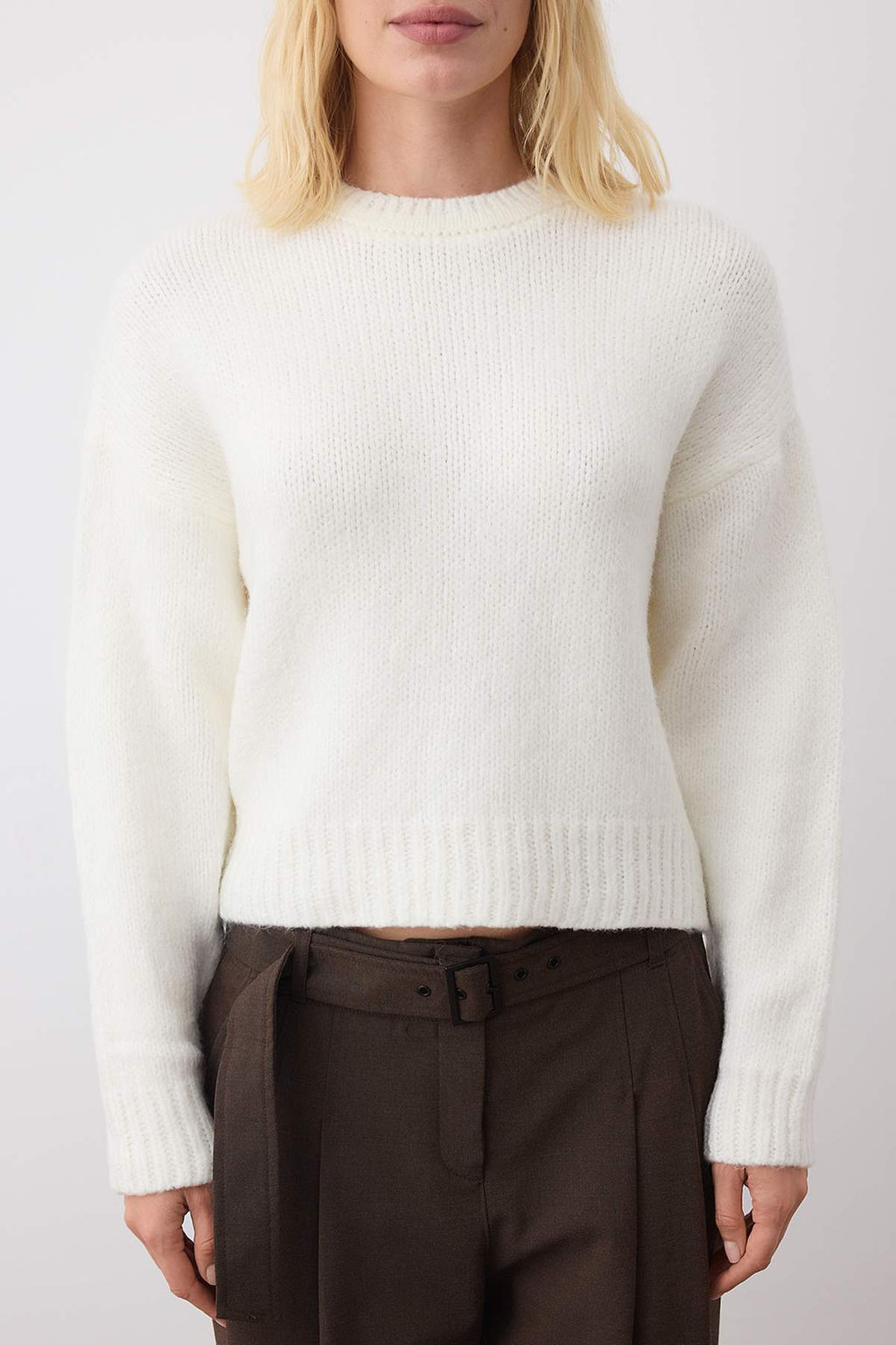 Ekru Genis Kal?p Yumusak Dokulu Basic Triko Kazak TWOAW23KZ00185 - Trendyolmilla фото 3