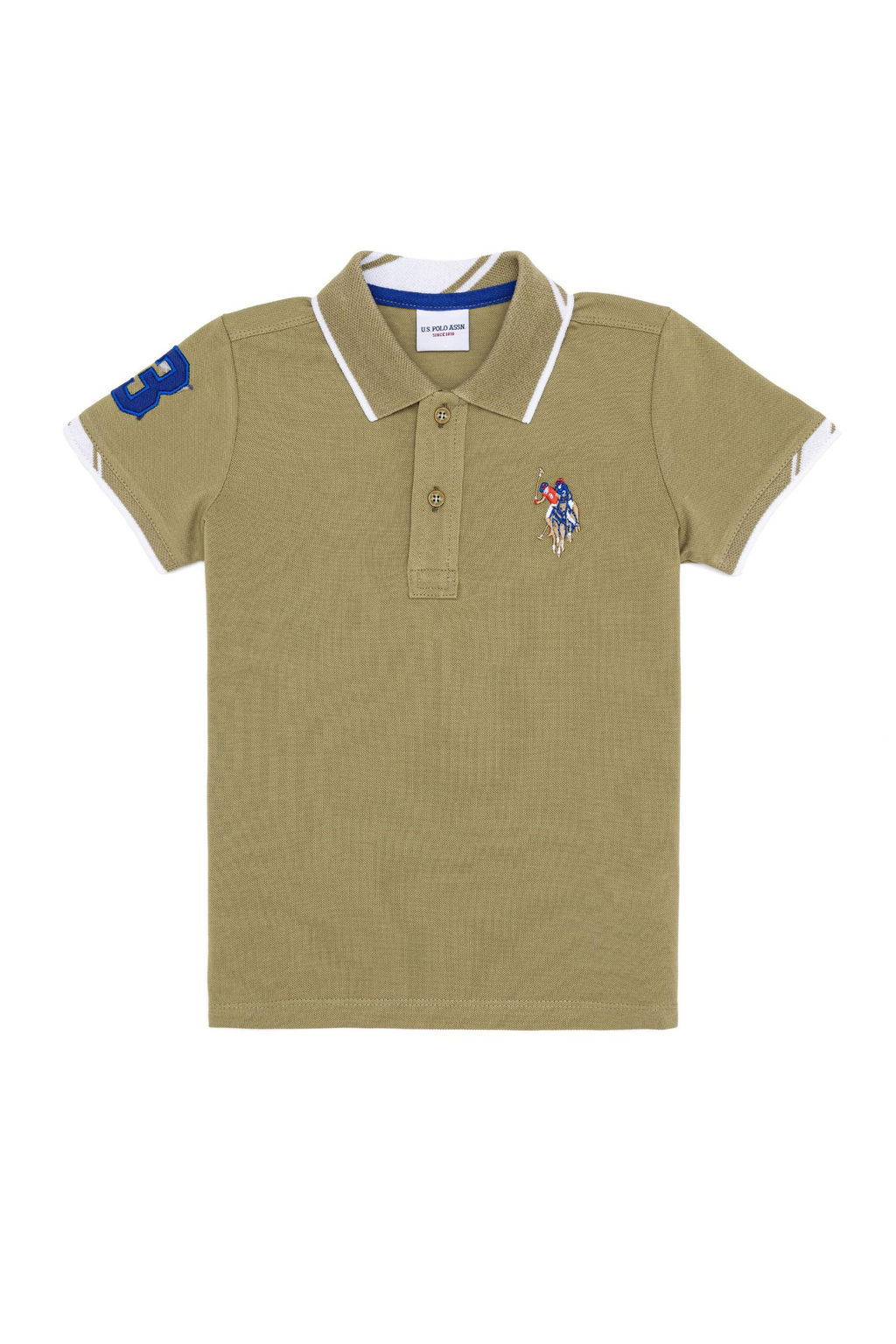 Футболка с воротником поло цвета хаки для мальчиков Basic - U.s. polo assn фото 5