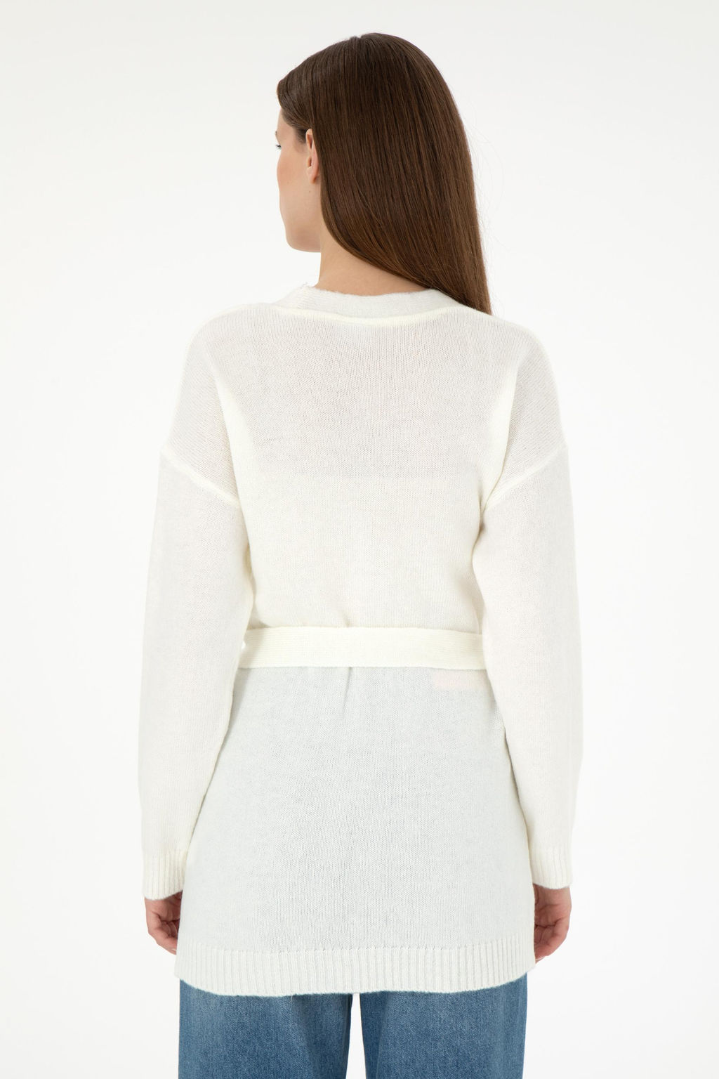 Женский трикотажный кардиган кремового меланжевого цвета Неожиданная скидка в корзине - U.s. polo assn фото 5