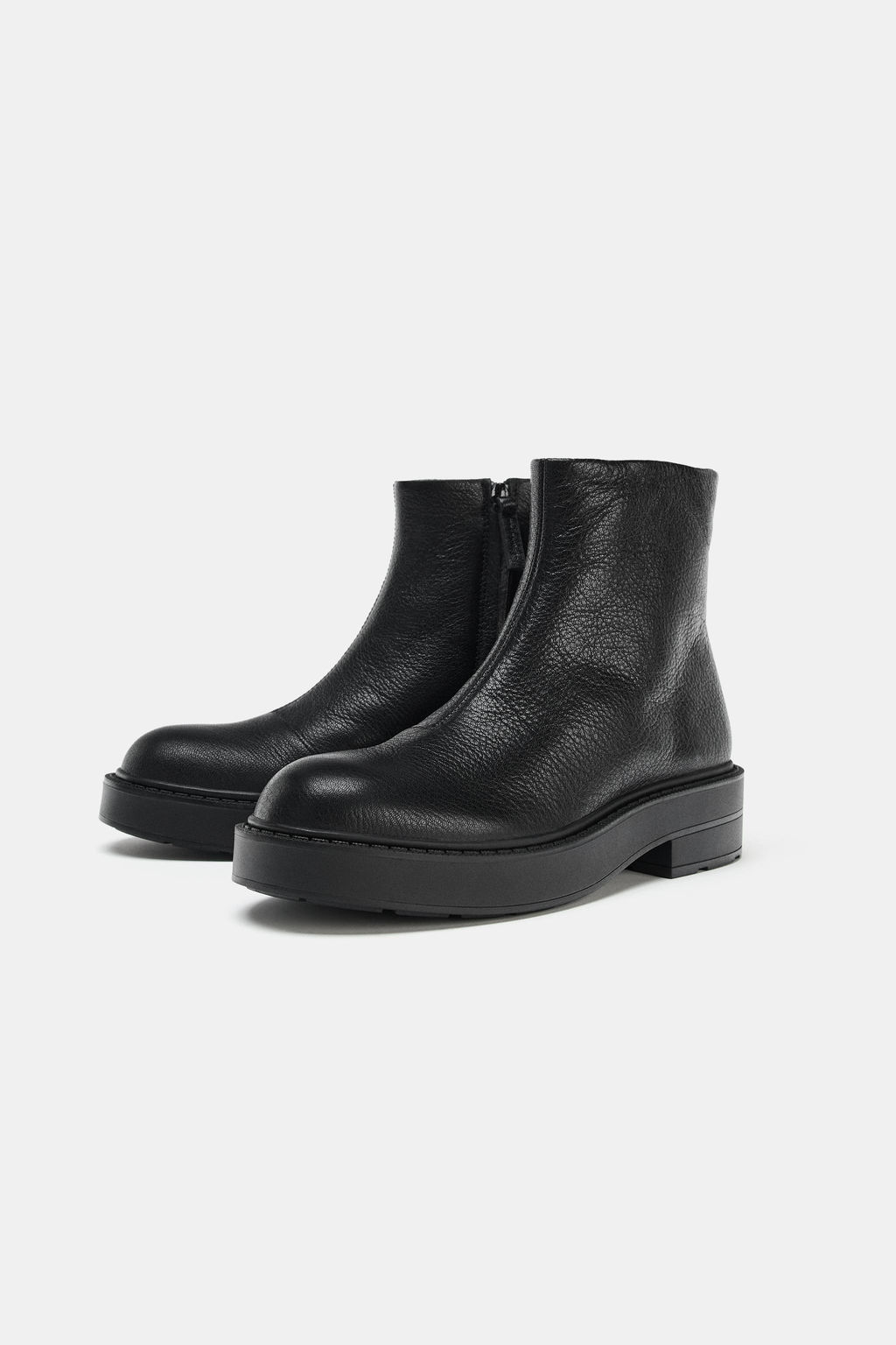 FLAT WATER-REPELLENT LEATHER ANKLE BOOTS - Zara фото 6