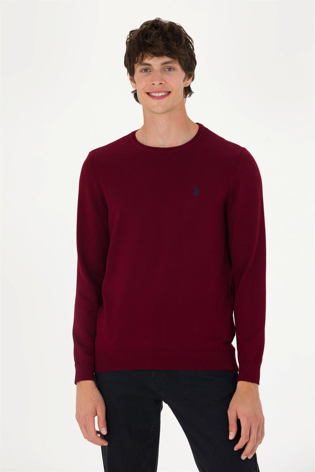 U. S. Polo Assn Мужской бордово-красный базовый свитер - U.s. polo assn фото 3