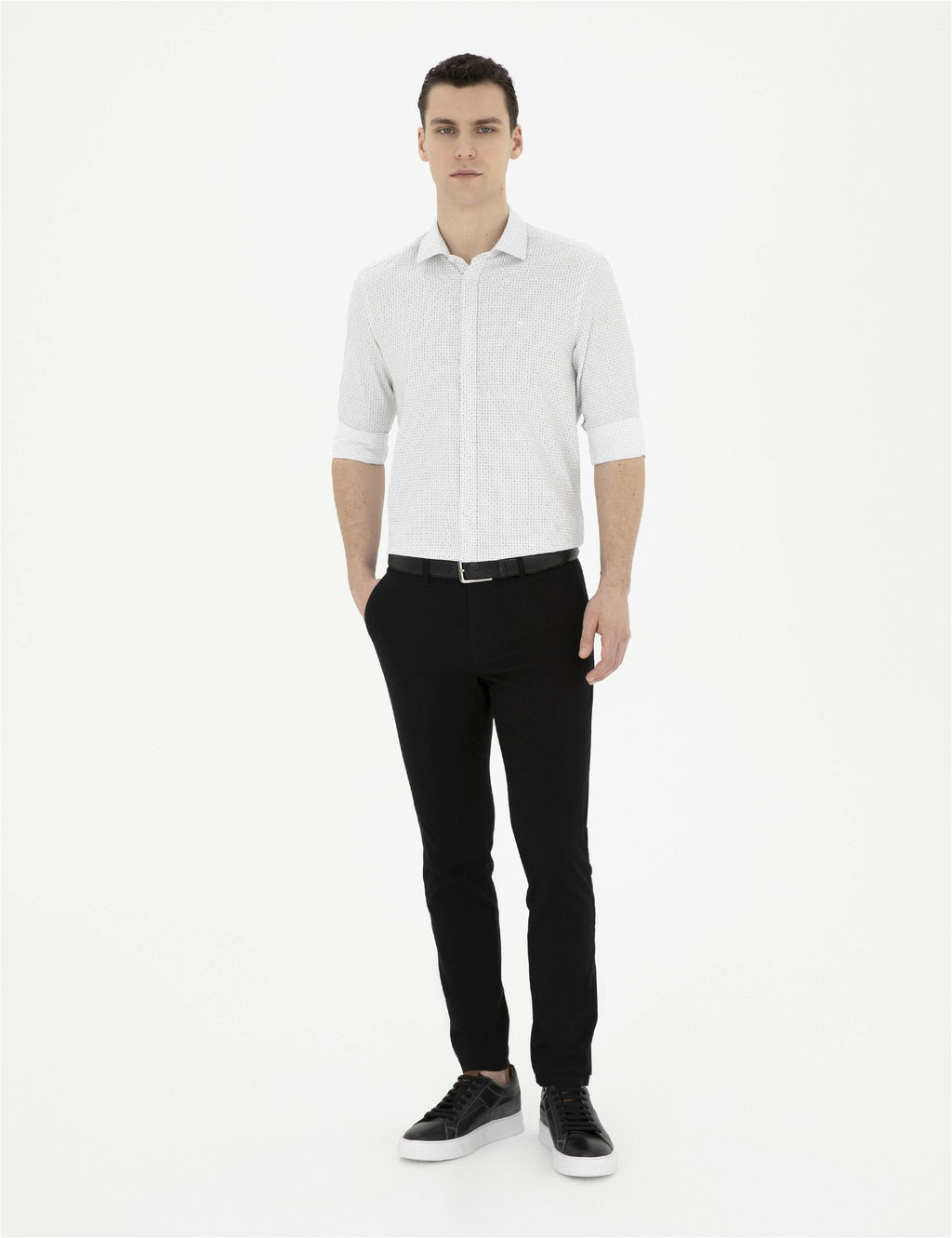Siyah Slim Fit Kanvas Pantolon