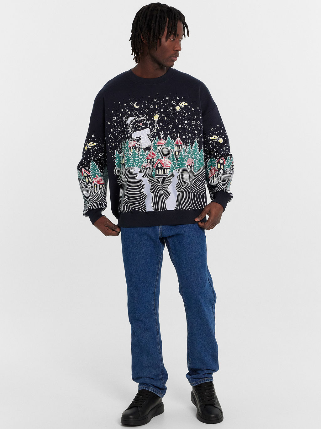 Свитшот мужской синий с новогодним принтом - Mark formelle фото 4