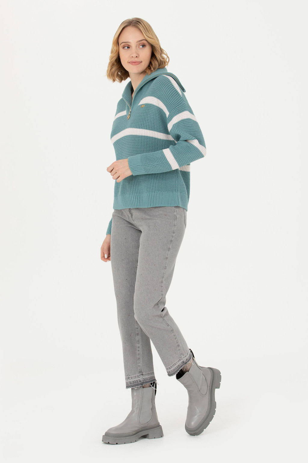 U. S. Polo Assn Женский мятный свитер с v-образным вырезом - U.s. polo assn фото 18