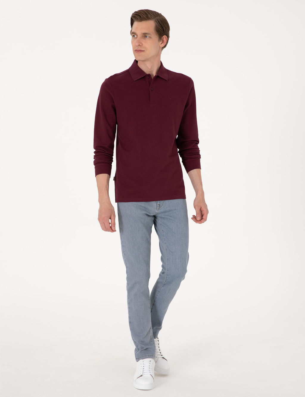 Bordo Slim Fit K_vr_lmaz Polo Yaka Basic Pike Sweatshirt - Pierre cardin фото 4
