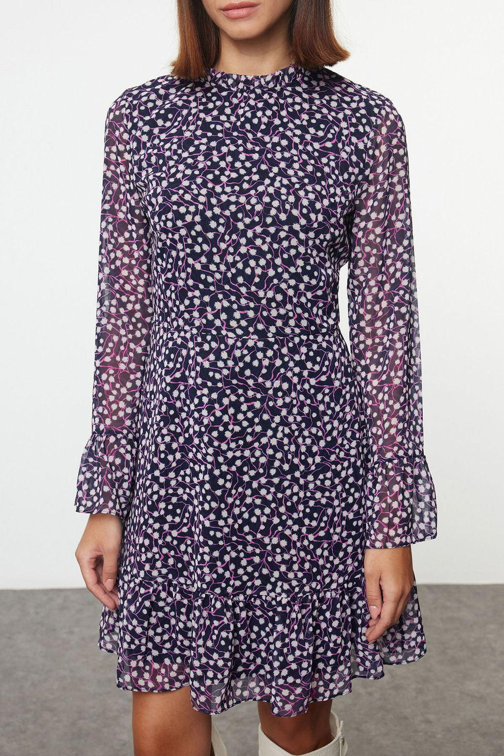 TRENDYOLMILLA Siyah Dik Yaka Dokuma Elbise TCLAW19LJ0076  фото 45