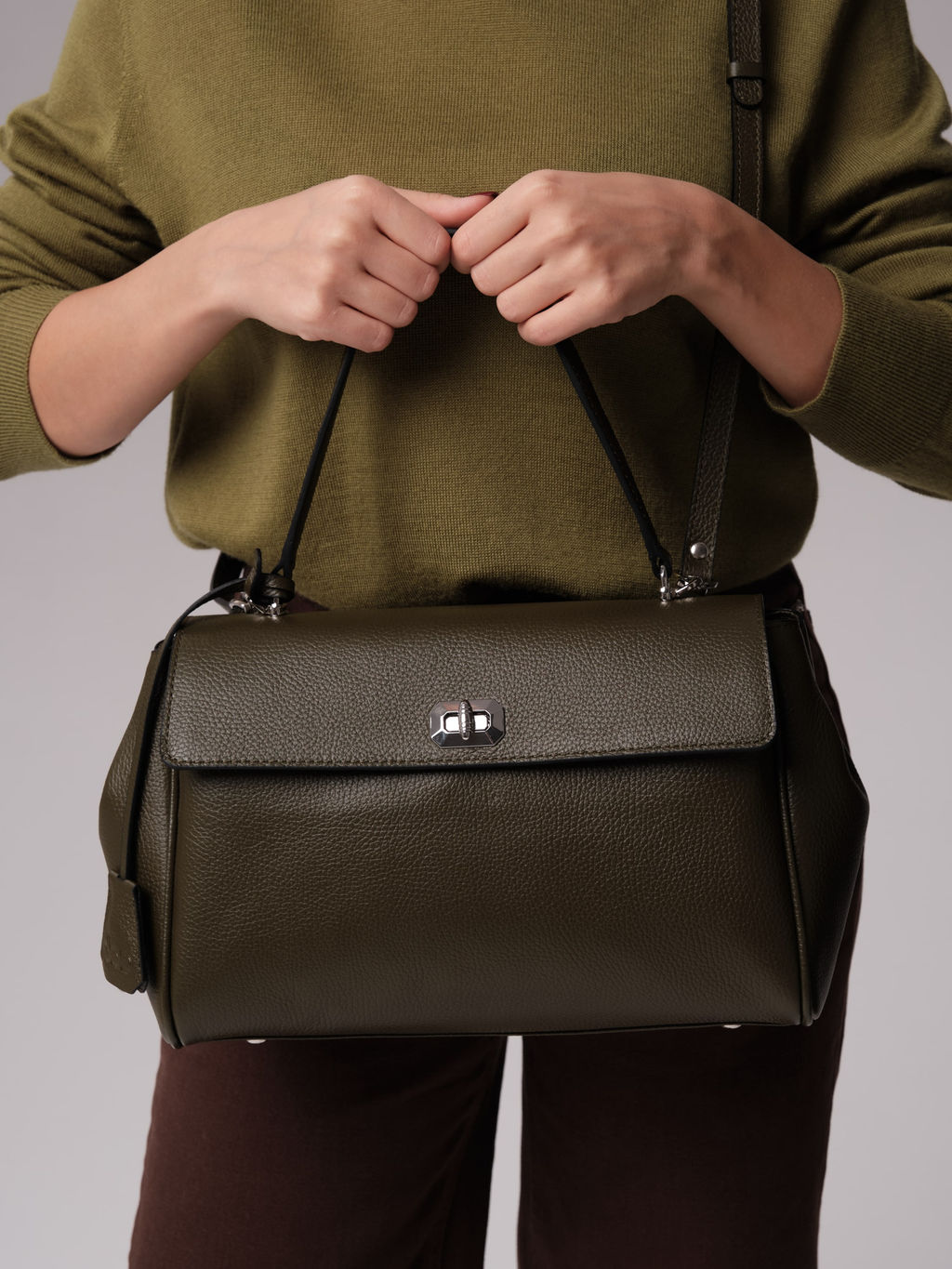 Кожаная сумка Nadi DBR 31356 олива  фото 3
