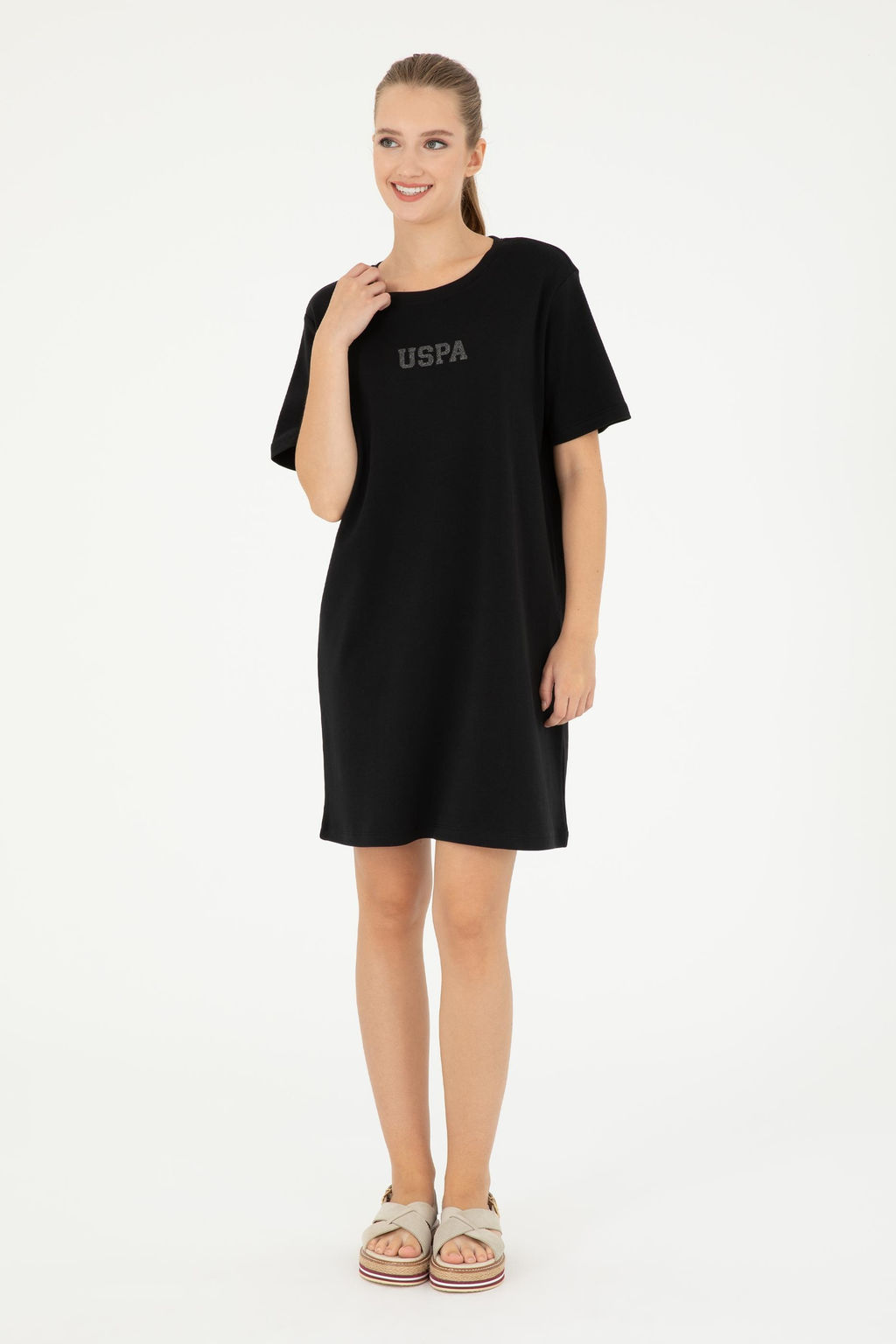 Женское черное трикотажное платье - U.s. polo assn фото 3