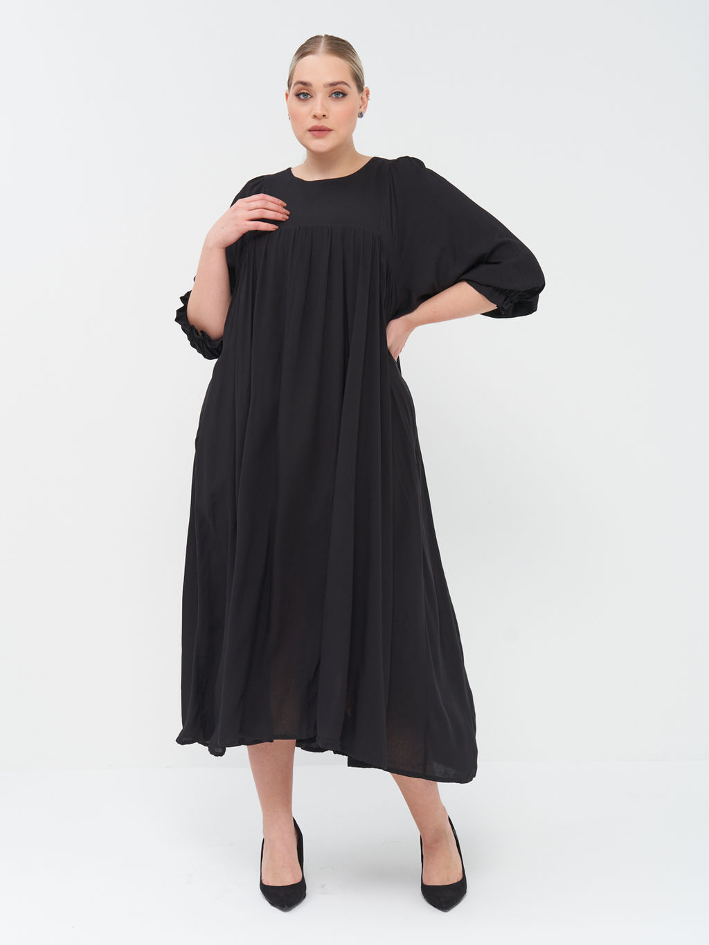 Платье со сборкой PP20904BLK00