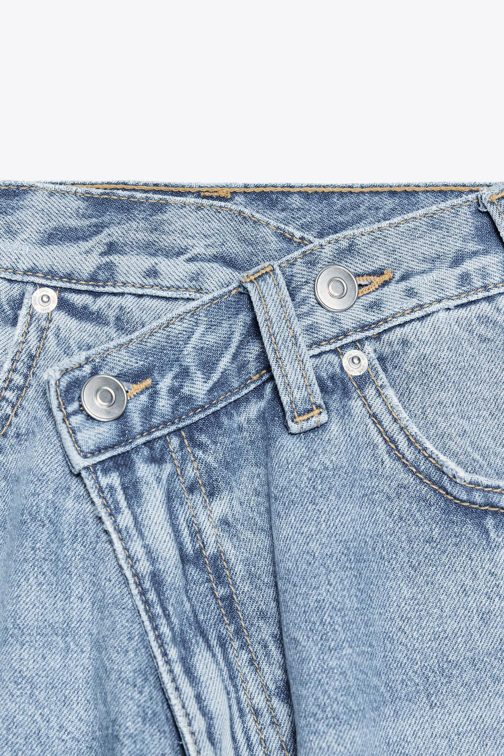 HIGH-WAIST TRF WIDE-LEG CROSSOVER WAIST JEANS - Zara фото 9