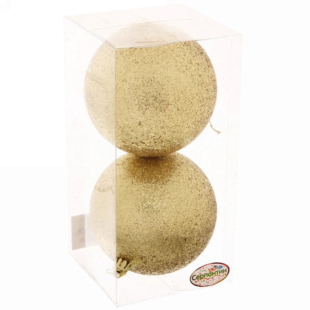 Цена за 2шт. Новогодние шары 10 см (набор 2 шт) "Глиттер", золото