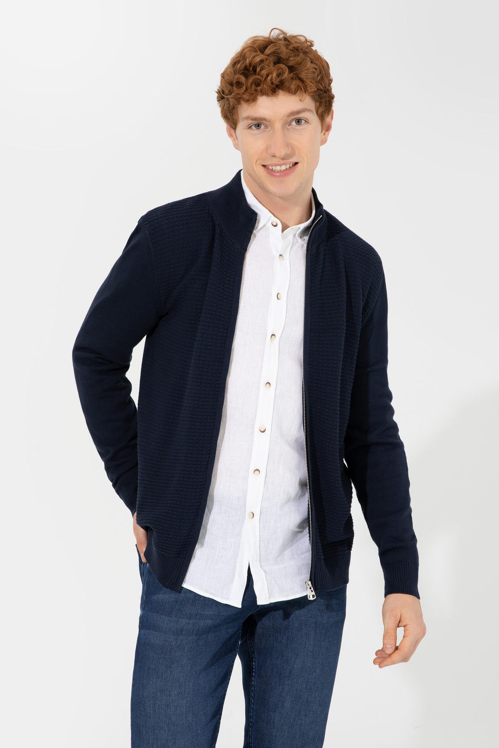Мужской темно-синий трикотажный кардиган Basic - U.s. polo assn фото 15