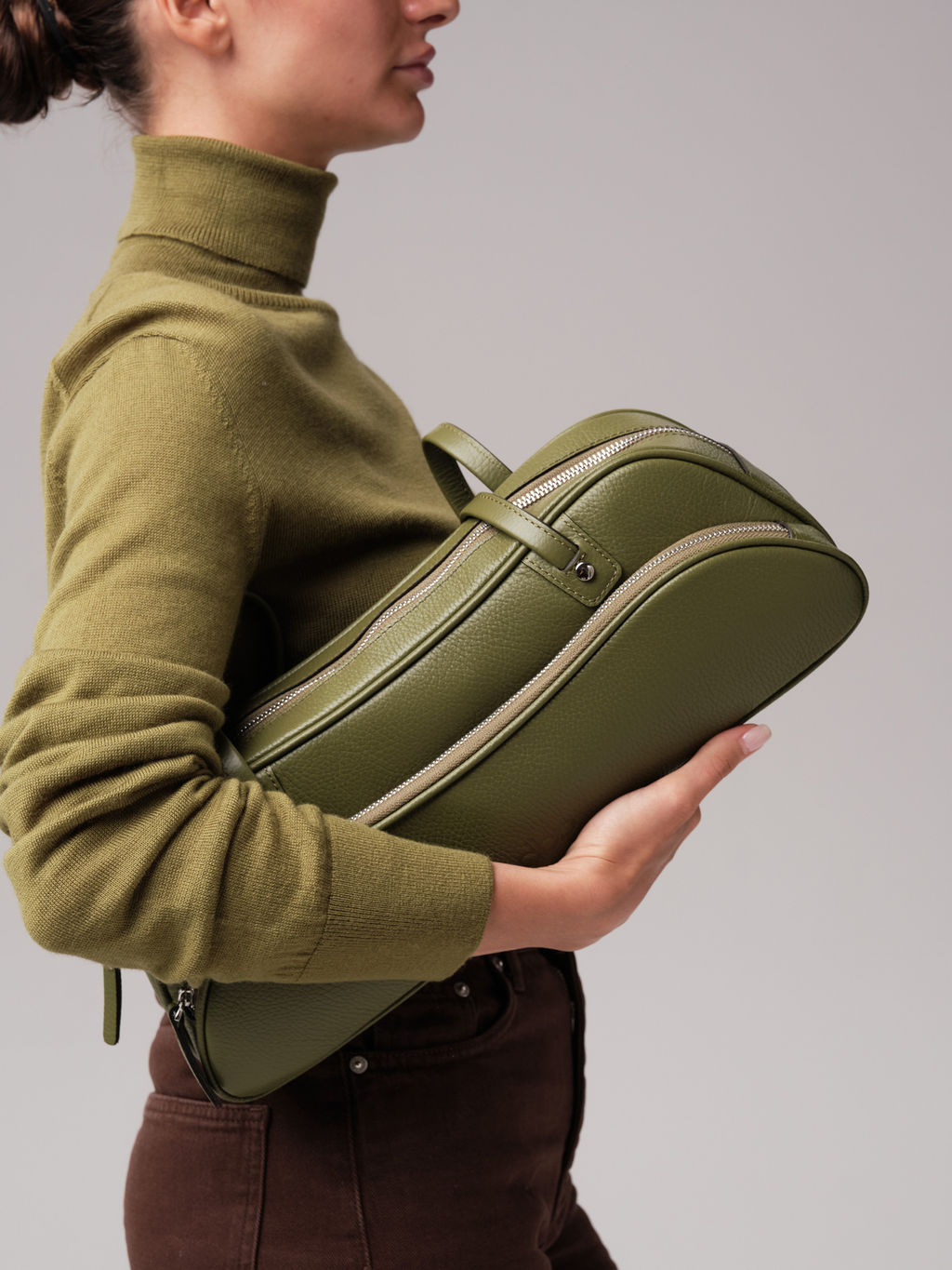 Кожаная сумка Roxy DBR 31186 зеленая водоросль фото 3