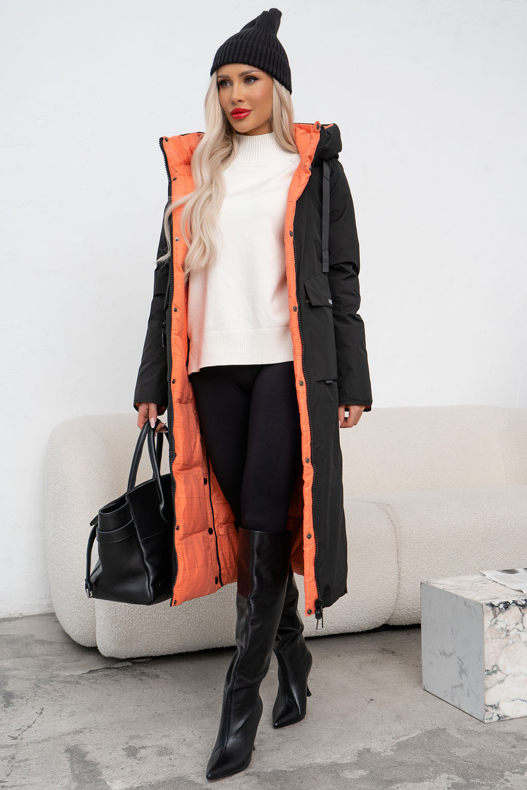 Пальто (черный/оранжевый) Пх11-1/2 - Николь фото 2