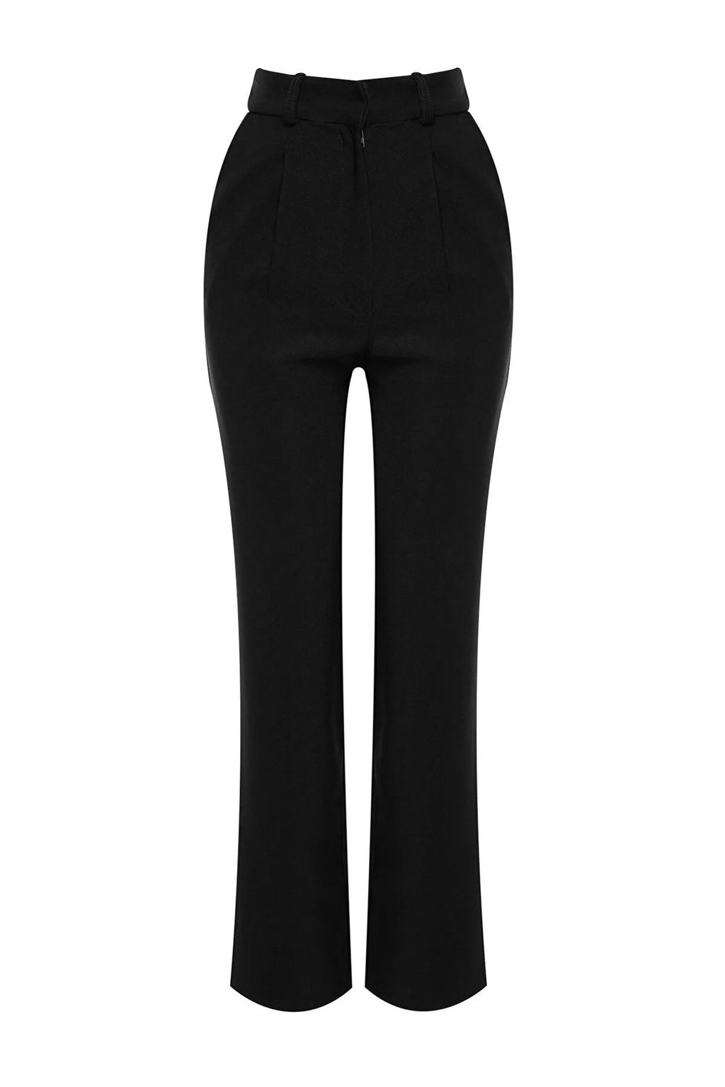 Siyah Wide Leg/Genis Paca Pileli Dokuma Kumas Pantolon TWOSS21PL0155