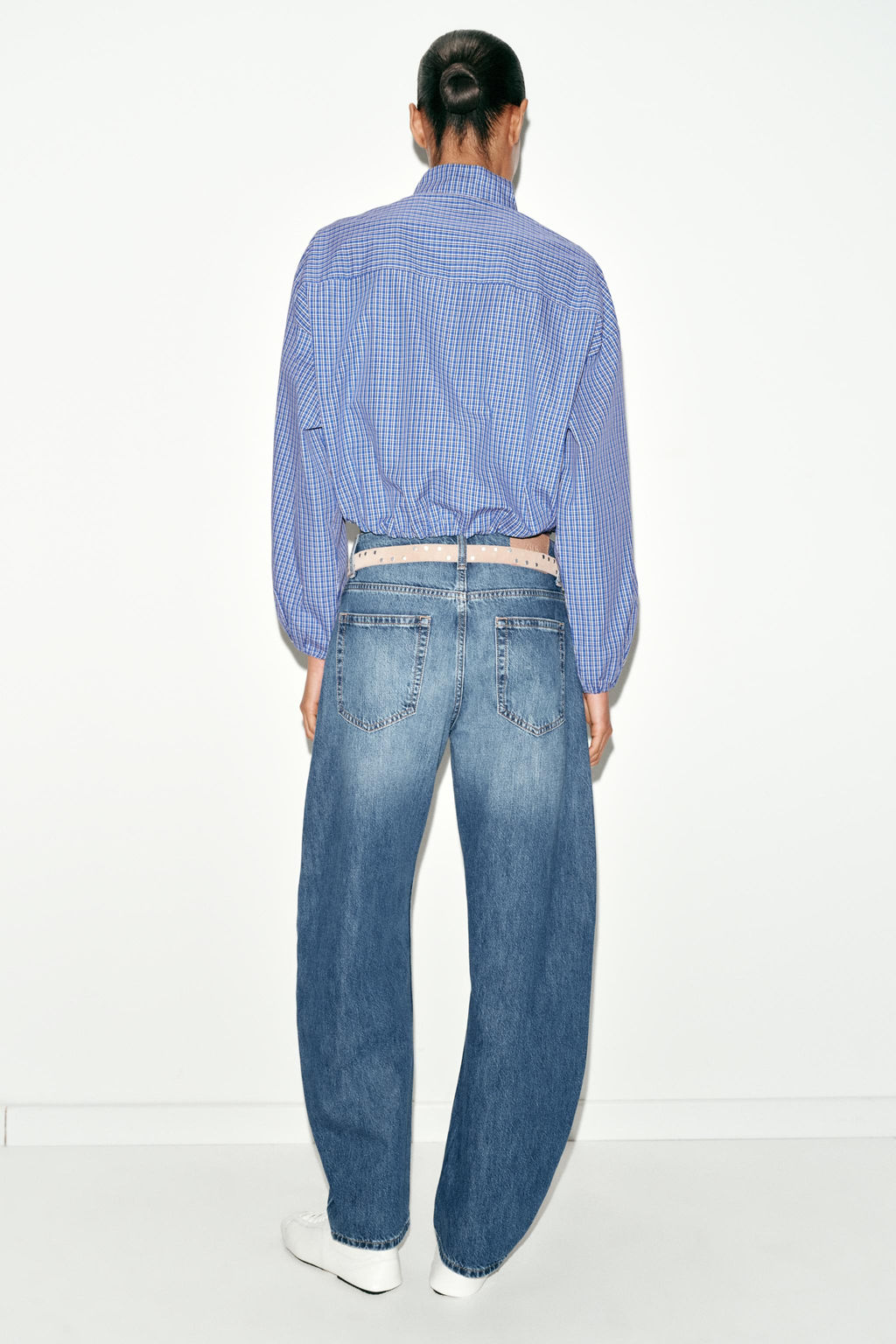 CAMISA CUADROS GLOBO / Azul?n - Zara фото 6