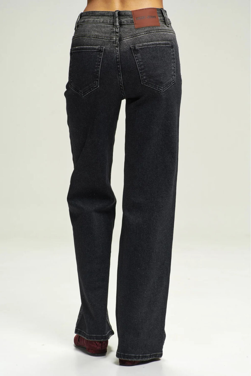 Джинсы Straight со стразами Black