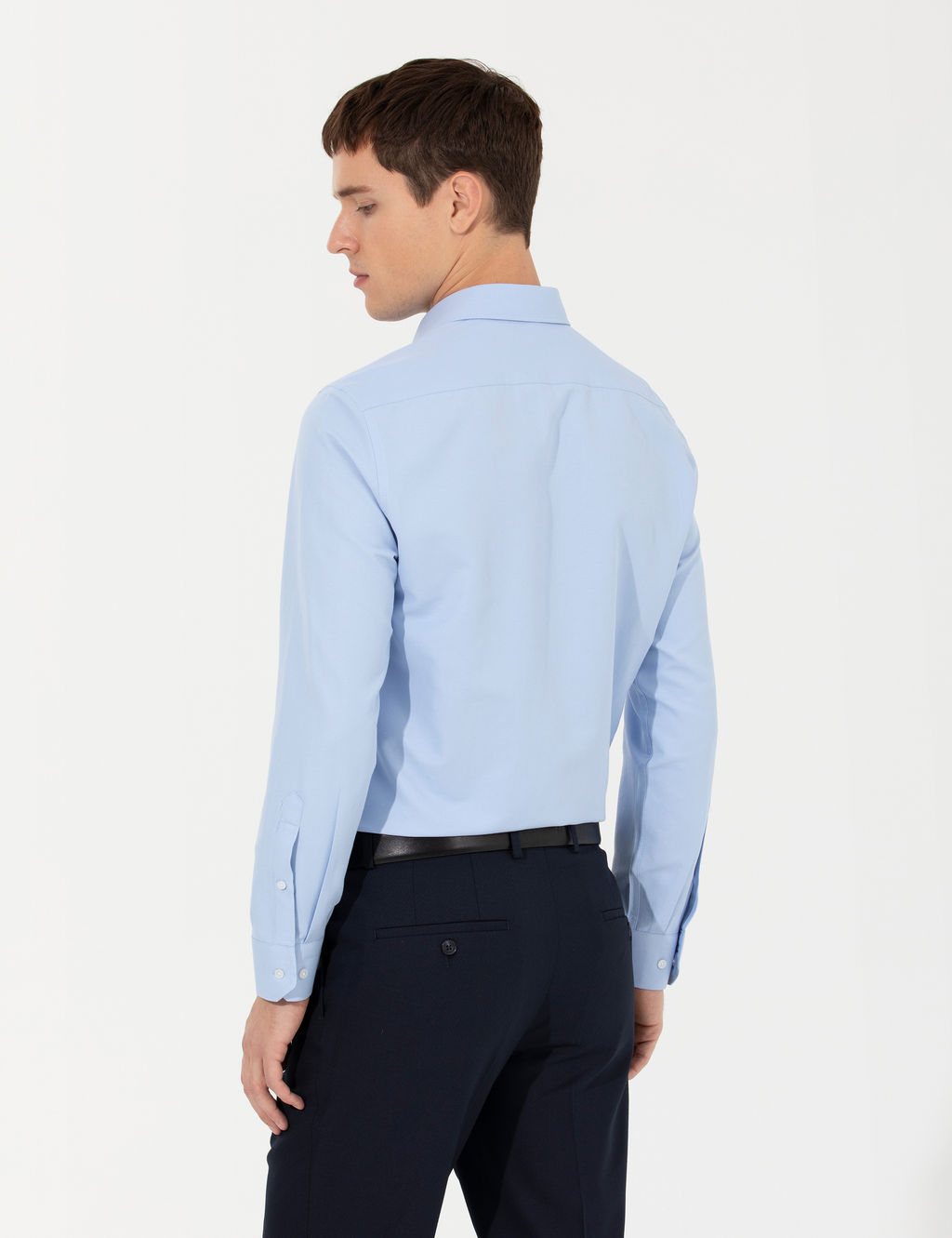 Koyu Mavi Slim Fit Oxford G_mlek