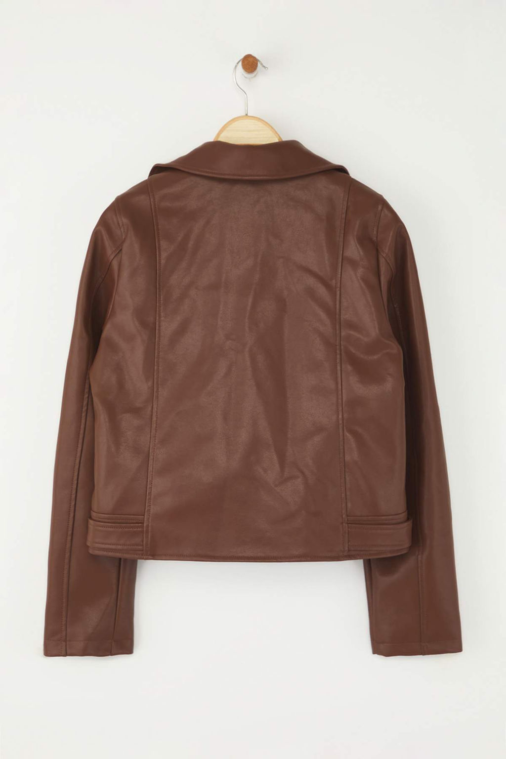 Siyah Fitted Kal?p Suni Deri Biker Ince Ceket Mont TWOAW26MO00083 - Trendyolmilla фото 10