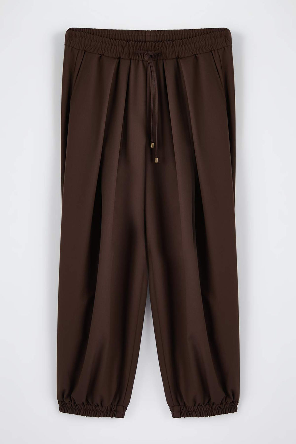 Koyu Kahverengi Salvar Kal?p Beli Lastikli Dokuma Pantolon TWOAW26PL00156 - Trendyolmilla фото 5