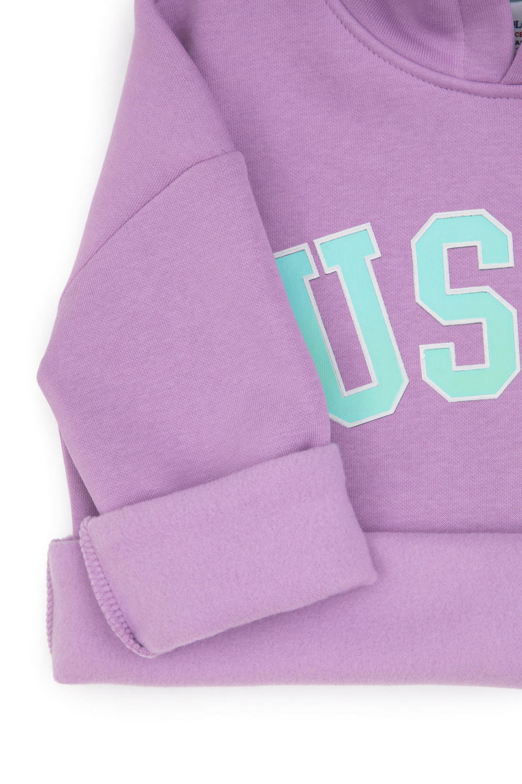 K_z _ocuk Lila _ardonlu Kap__onlu Sweatshirt Sepette S_rpriz _ndirim - U.s. polo assn фото 4