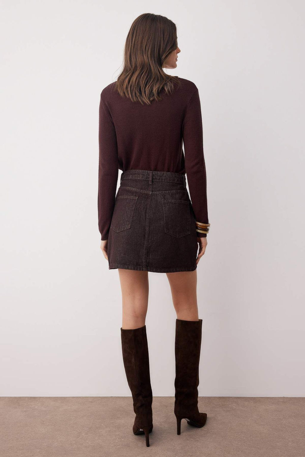 Kahverengi Mini Basic Denim Etek TWOAW26ET00049