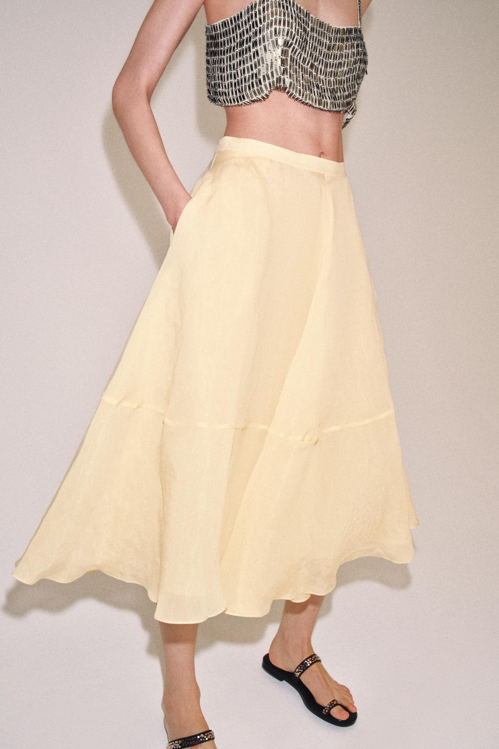 FALDA CAPA ZW COLLECTION / Mantequilla - Zara фото 2