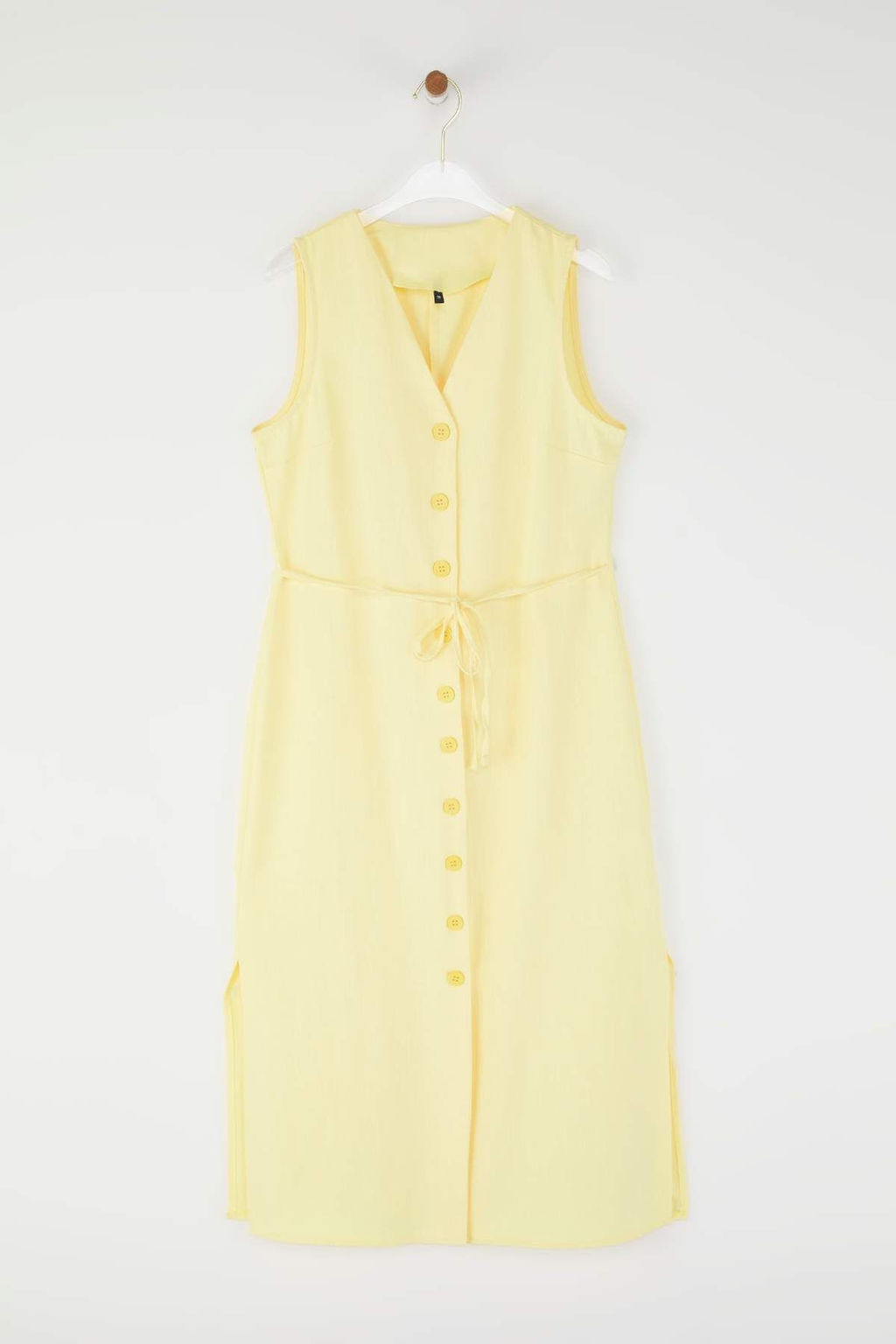 Trendyolmilla Lacivert Kusakl? Keten Kar?s?ml? Midi Dokuma Gomlek Elbise TWOSS25EL00651  фото 17