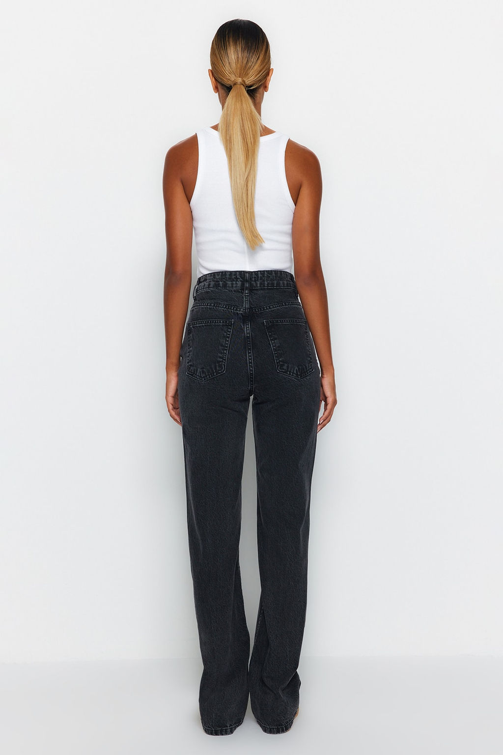 Antrasit Yuksek Bel Genis Paca Wide Leg Smoke Jeans TWOAW24JE00089