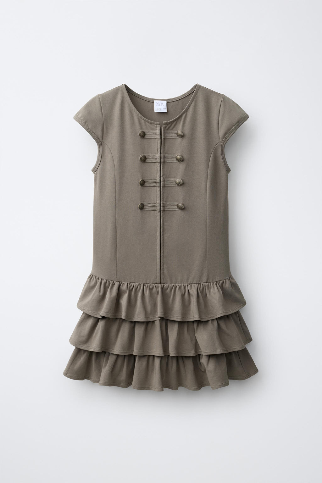 VESTIDO VOLANTES Y ALAMARES / Khaki - Zara фото 2