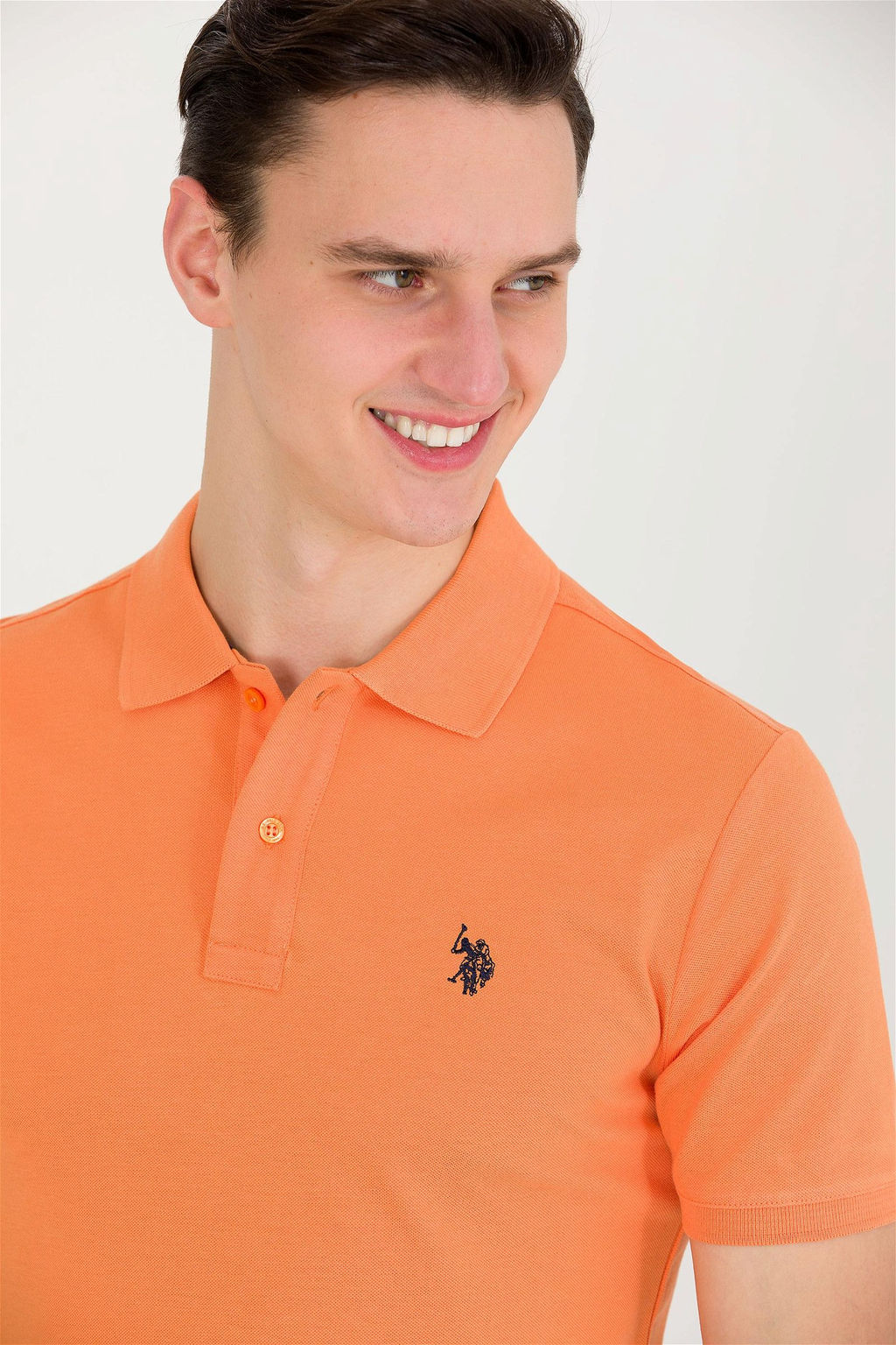 U. S. Polo Assn Мужская оранжевая базовая футболка с воротником-поло - U.s. polo assn фото 7