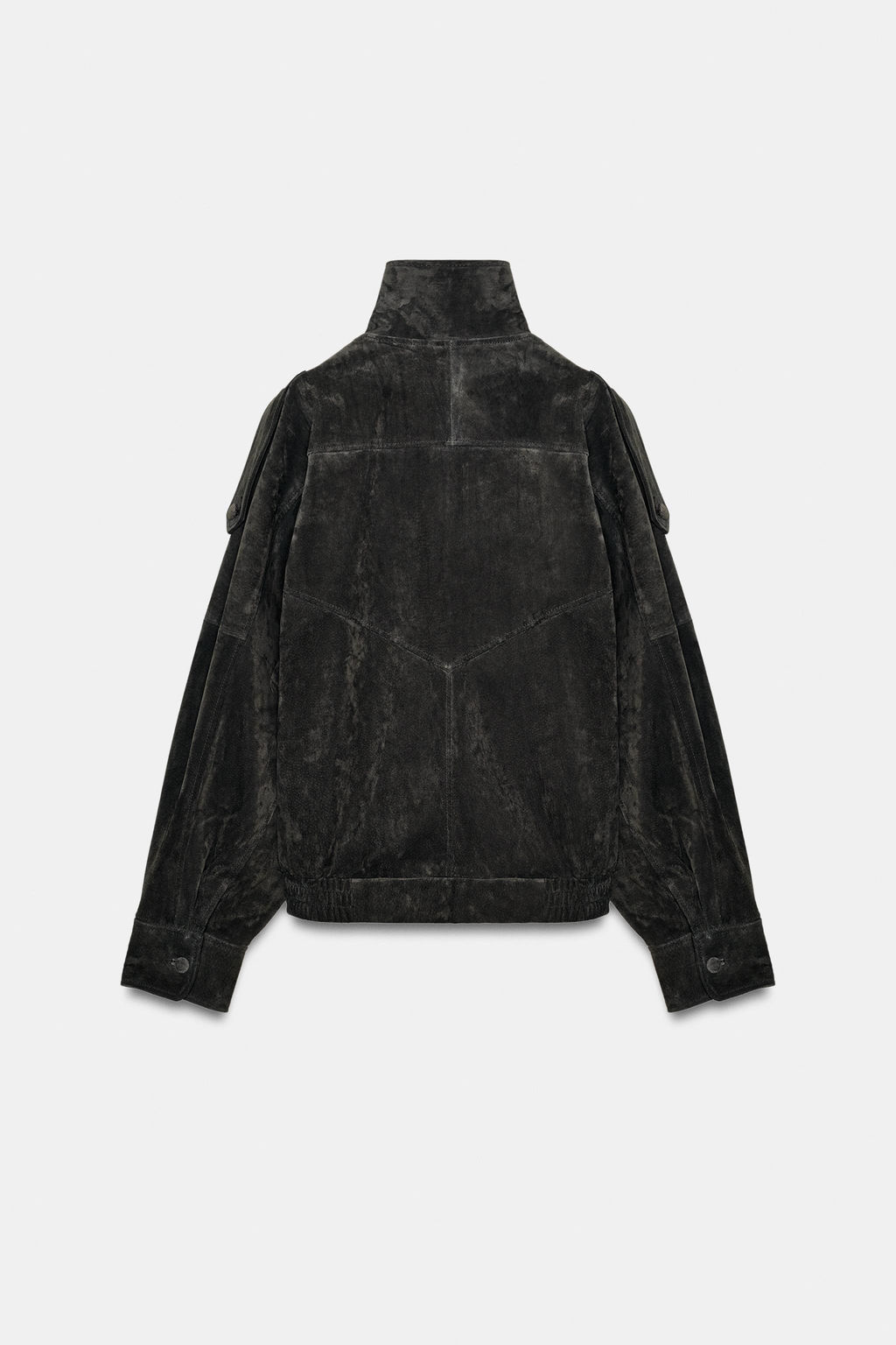 100% SUEDE LEATHER BIKER JACKET WITH COVERED BUTTONS - Zara фото 7