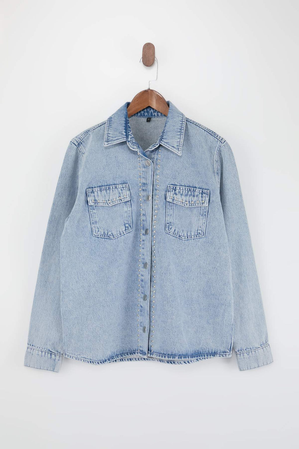 A__k Mavi Trok Detayl_ Regular 100% Pamuk Oversize Denim G_mlek Ceket TWOSS26GO00003 - Trendyolmilla фото 5
