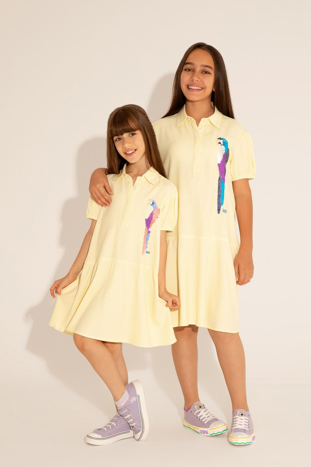 U. S. Polo Assn Неоново-желтое тканое платье с короткими рукавами для девочки - U.s. polo assn фото 4