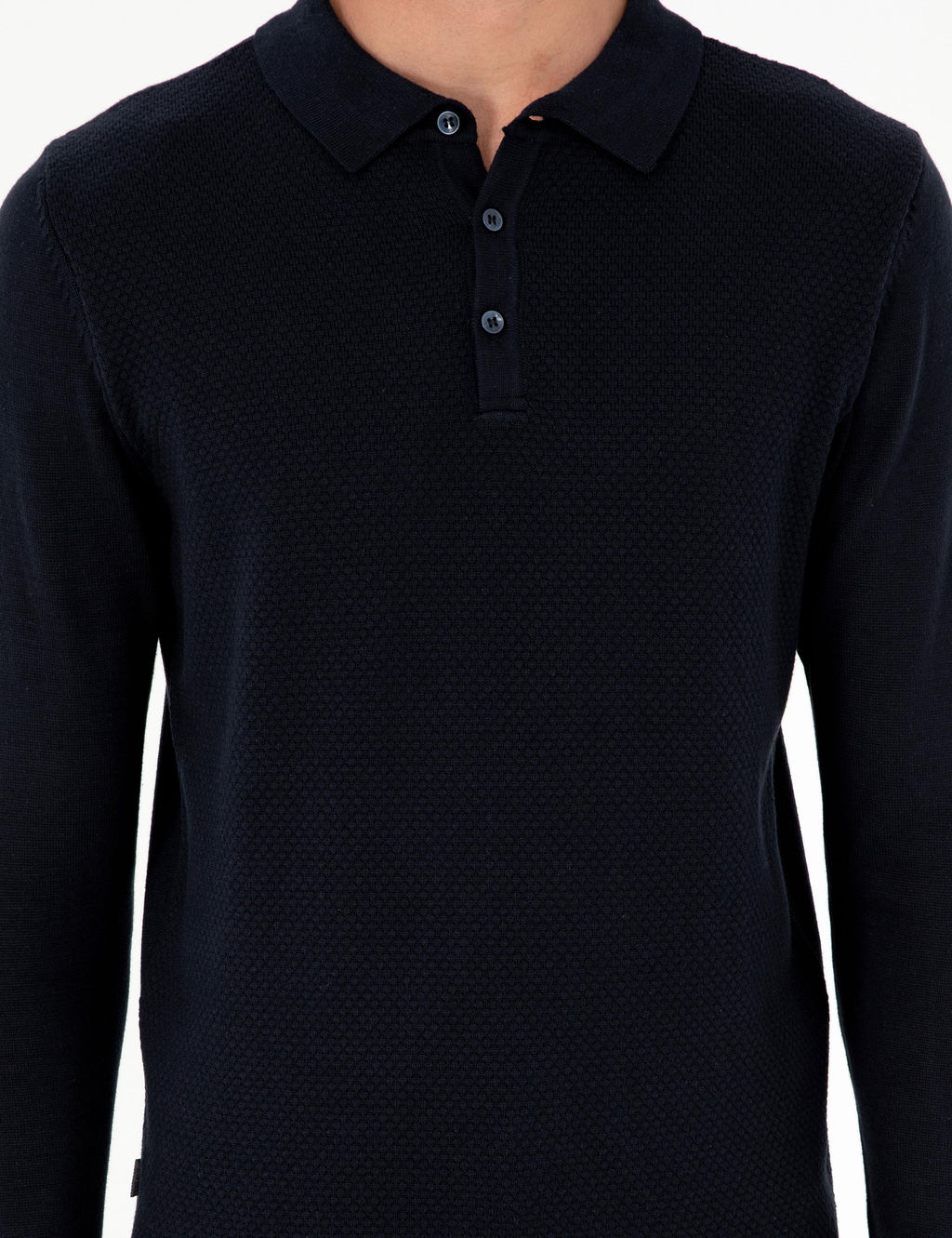 Lacivert Slim Fit D__meli Polo Yaka Triko Kazak
