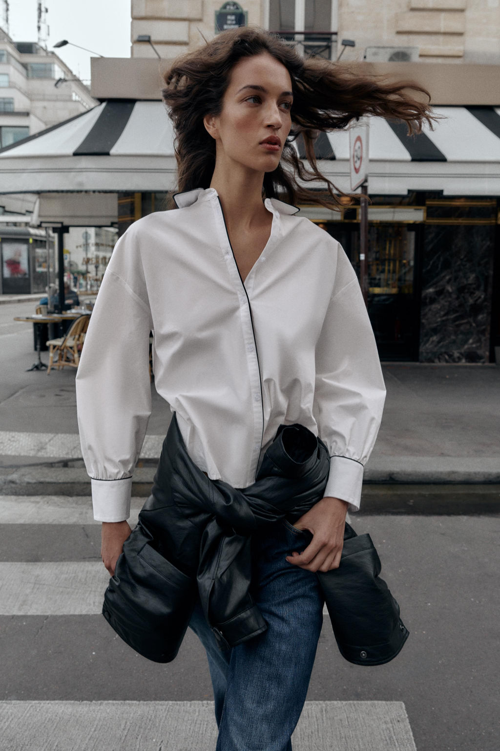 POPLIN SHIRT WITH CONTRAST PIPING - Zara фото 2